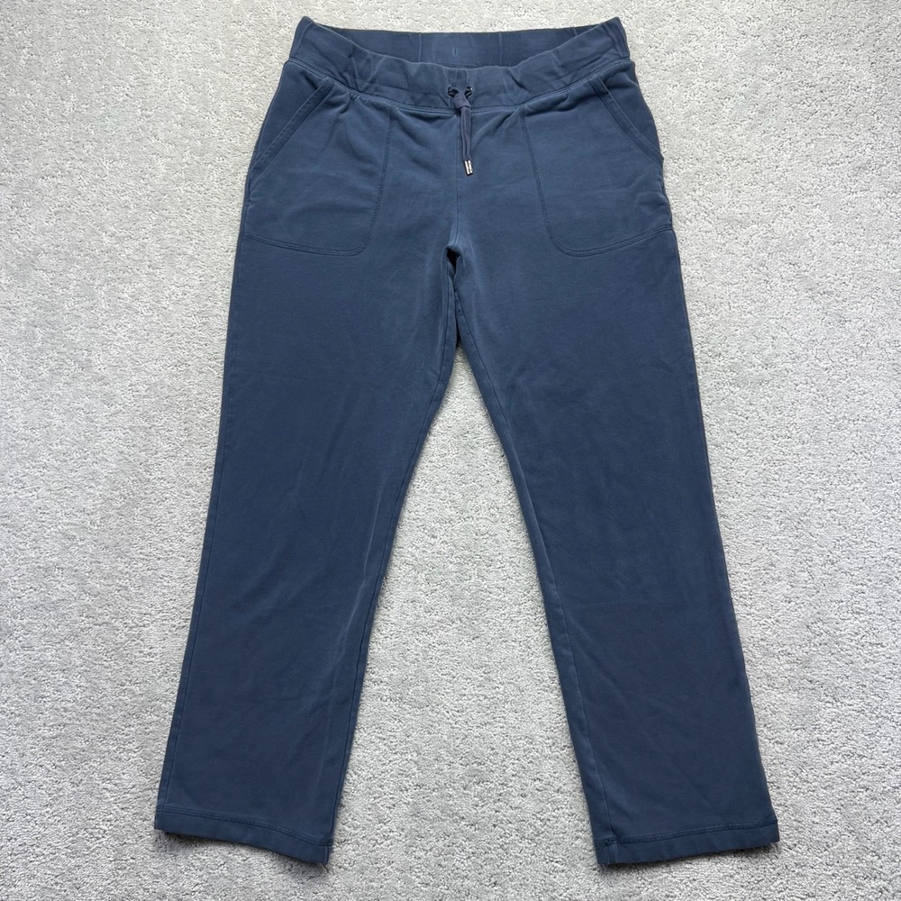 LL Bean Sweatpants Womens Medium Petite Blue Cotton Spandex Straight Leg Relaxed
